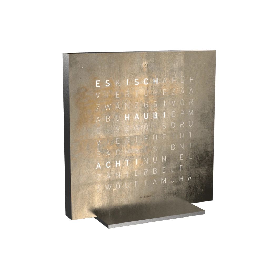 QLOCKTWO FRONTCOVER EARTH 13.5 - Silver & Gold