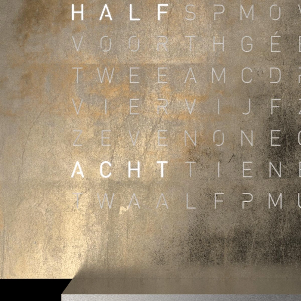 QLOCKTWO FRONTCOVER EARTH 13.5 - Silver & Gold